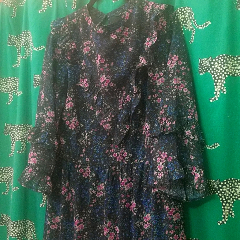 American Eagle Studio Floral Ruffled Maxi Dress